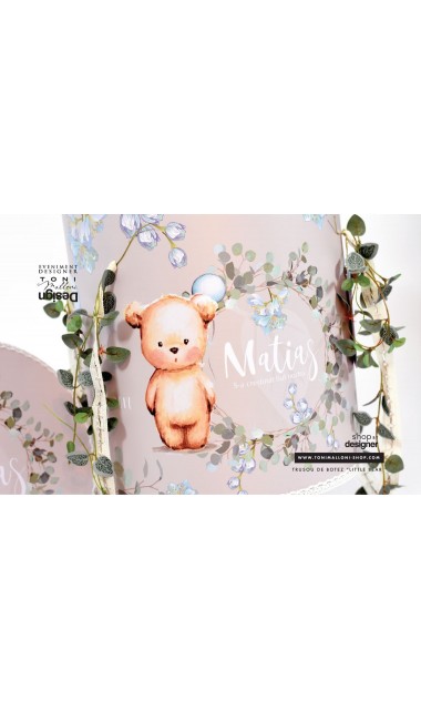 Trusou de botez personalizat prin brodare, cu ursuleti si frunze de eucalipt, Little Bear 11